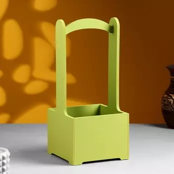 Кашпо - ящик деревянный 13,5х13,5х30 см фисташковый