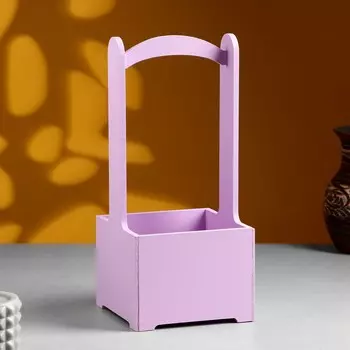 Кашпо - ящик деревянный 13,5х13,5х30 см сиреневый