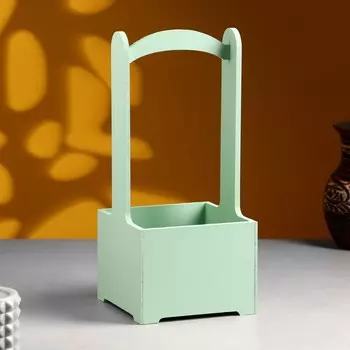 Кашпо - ящик деревянный 13,5х13,5х30 см оливковый