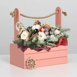 Кашпо реечное с ручкой из веревки