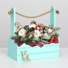 Кашпо реечное с ручкой из веревки