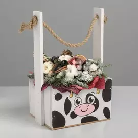 Кашпо с ручкой из веревки, персонажи, 15 х 8 х 8 см