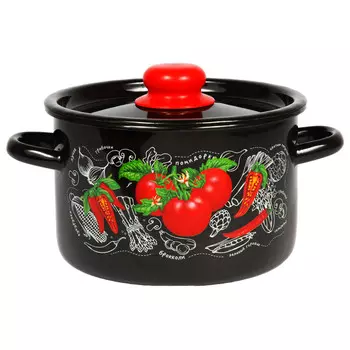 Кастрюля 2,9л черная Помидорки