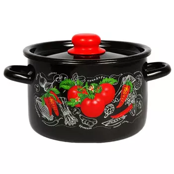 Кастрюля 4,5л черная Помидорки