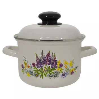 Кастрюля эмал 1,5л 16084АП2 Люпины