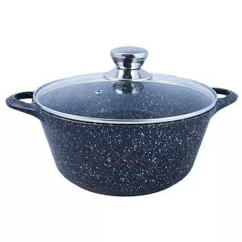 Кастрюля литая 2,0л стеклянная крышка Гранит