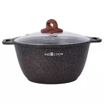 Кастрюля литая 2,0л стеклянная крышка индукция