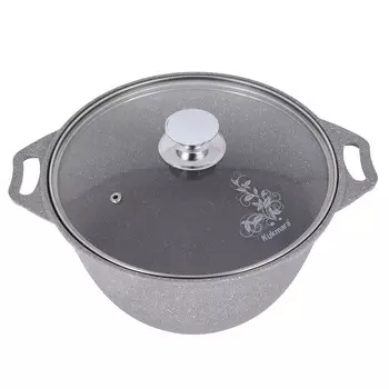 Кастрюля литая 2,0л стеклянная крышка Светлый мрамор