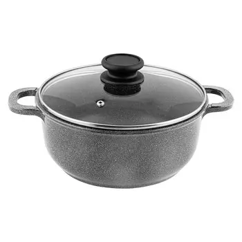 Кастрюля литая 3,0л стеклянная крышка Антрацит