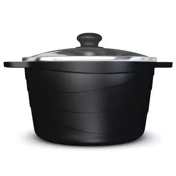 Кастрюля литая 3,5л стеклянная крышка индукция Гранит