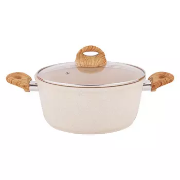 Кастрюля литая 4,0л стеклянная крышка Ваниль