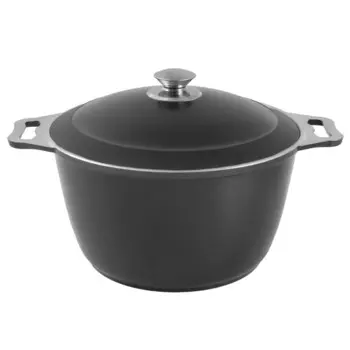 Кастрюля литая 6,0л алюминиевая крышка черный