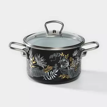 Кастрюля magia, 2 л, стеклянная крышка, индукция, черный