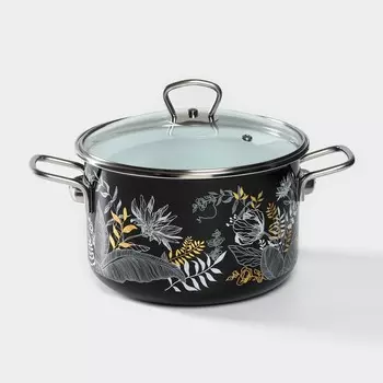 Кастрюля magia, 4л, стеклянная крышка, индукция, черный