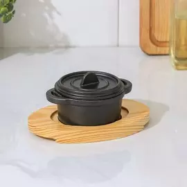 Кастрюля volcano, 13×10×7,5 см, на подставке для подачи, цвет чёрный