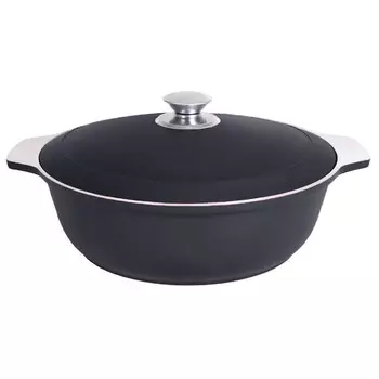 Кастрюля-жаровня литая 3,0л алюминиевая крышка черный