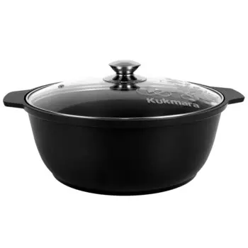 Кастрюля-жаровня литая 4,0л стеклянная крышка