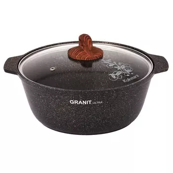 Кастрюля-жаровня литая 5,0л стеклянная крышка