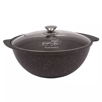 Казан литой 3,5л для плова стеклянная крышка Кофейный мрамор