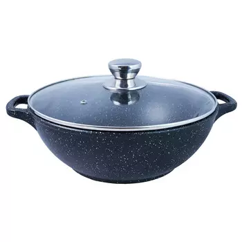 Казан литой 4,0л стеклянная крышка Гранит