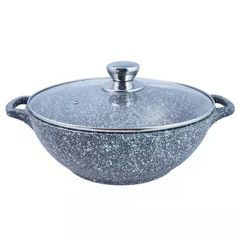 Казан литой 4,0л стеклянная крышка Мрамор