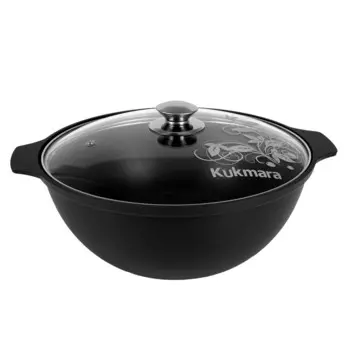 Казан литой 4,5л для плова стеклянная крышка