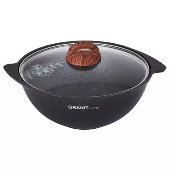 Казан литой 4,5л для плова стеклянная крышка