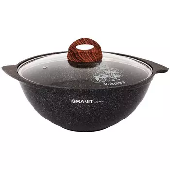 Казан литой 4,5л для плова стеклянная крышка