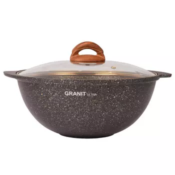 Казан литой 4,5л для плова стеклянная крышка -