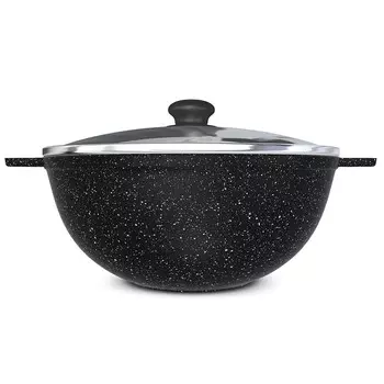 Казан литой 4,5л стеклянная крышка Черный гранит