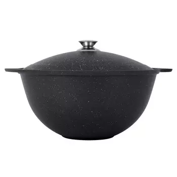Казан литой 7,0л для плова алюминиевая крышка Темный мрамор