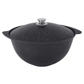Казан литой 9,0л для плова алюминиевая крышка Темный мрамор