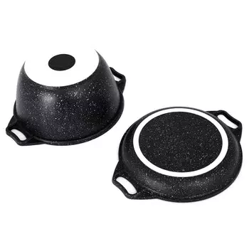 Казан литой крышка-сковорода 3,0л Темный мрамор