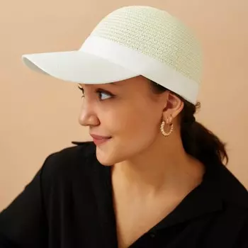 Кепка женская плетеная minaku цвет молочный, размер 56-58