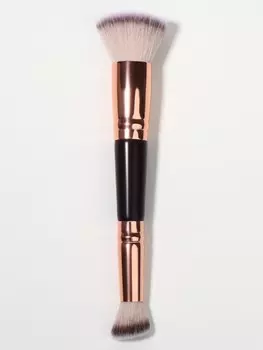 Кисть для макияжа 2в1, 14 см, черный/бежевый