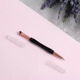 Кисть для макияжа, двусторонняя, 14 см, цвет чёрный/золотой