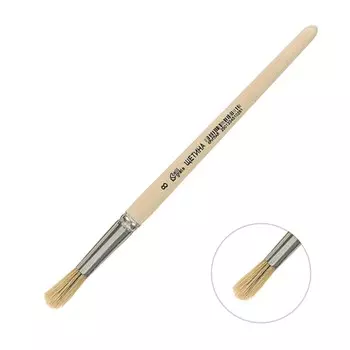 Кисть для рисования, щетина круглая № 8 (диаметр обоймы 8 мм; длина волоса 26 мм), деревянная ручка, calligrata