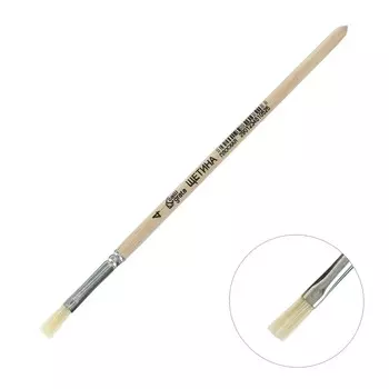 Кисть для рисования, щетина плоская № 4 (ширина обоймы 4 мм; длина волоса 12 мм), деревянная ручка, calligrata