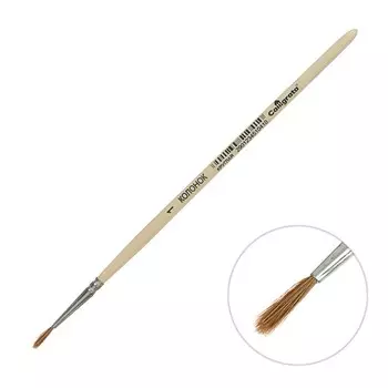 Кисть колонок круглая №1 (диаметр обоймы 1 мм; длина волоса 10 мм), деревянная ручка, calligrata