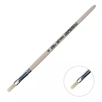 Кисть для рисования, щетина плоская № 6 (ширина обоймы 6 мм; длина волоса 14 мм), деревянная ручка, calligrata