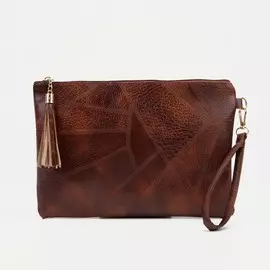 Сумка-клатч на молнии, цвет коричневый