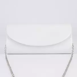 Сумка-клатч на магните, длинная цепь, цвет белый