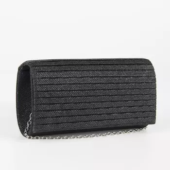 Сумка-клатч на магните, на серебристой цепочке, черная