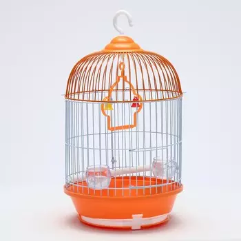 Клетка для птиц круглая укомплектованная bd-4/2, 23,5 х 33 см, оранжевая
