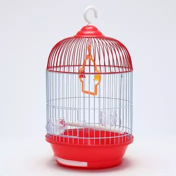Клетка для птиц круглая укомплектованная bd-4/2, 23,5 х 33 см, красная