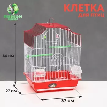 Клетка для птиц укомплектованная bd-2/4f, 34 х 27 х 44 см, красная