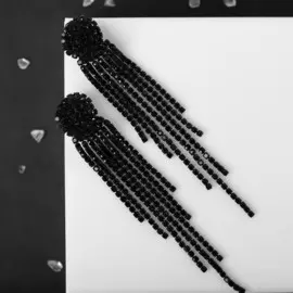 Клипсы для ушей висячие со стразами qf