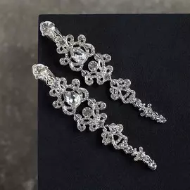 Клипсы для ушей висячие со стразами qf