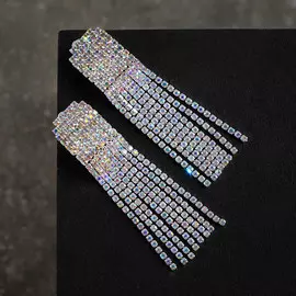 Клипсы для ушей висячие со стразами qf