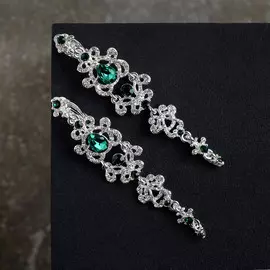 Клипсы для ушей висячие со стразами qf